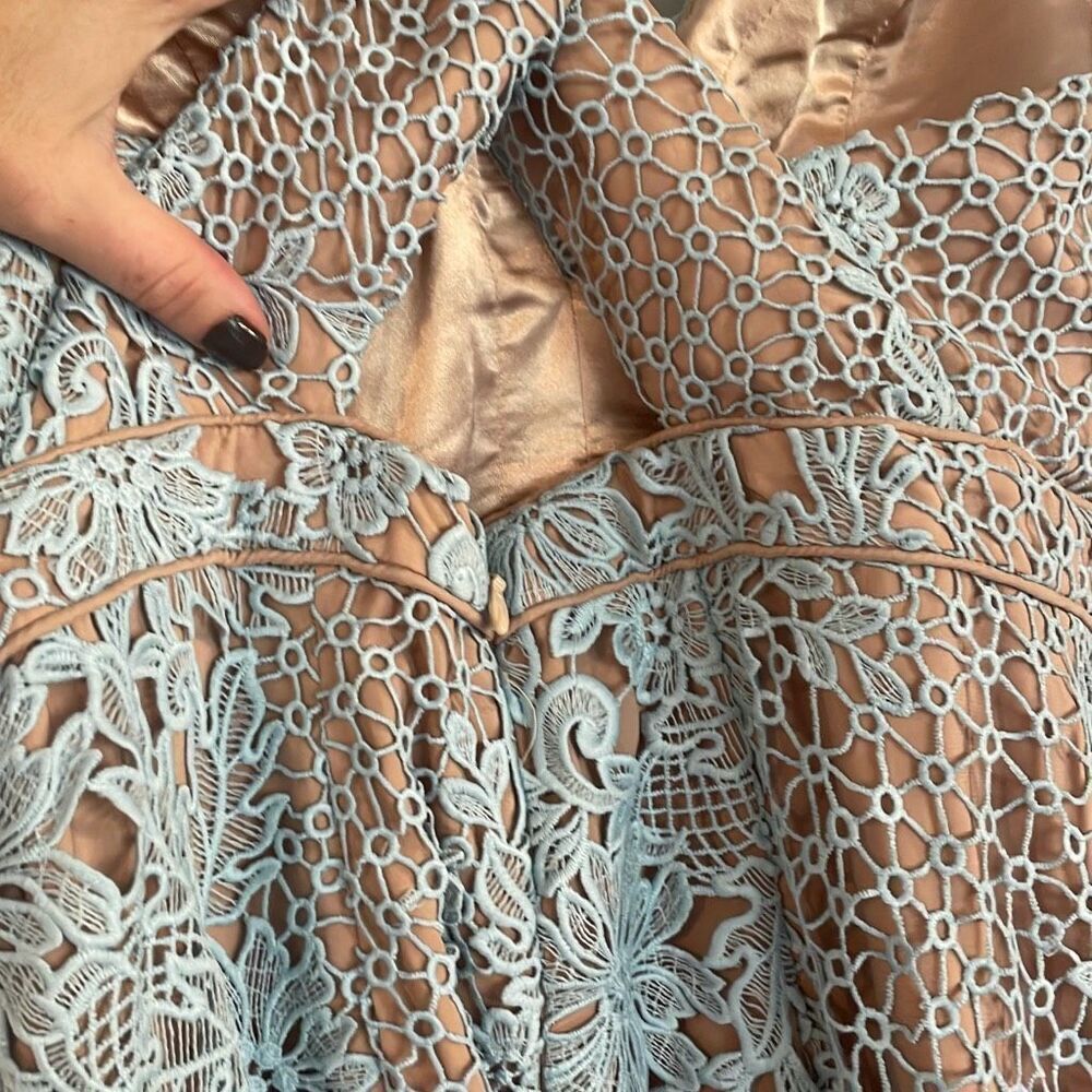 Forever Unique London NWT turquoise lace overlay cross back dress 6 - Picture 6 of 16